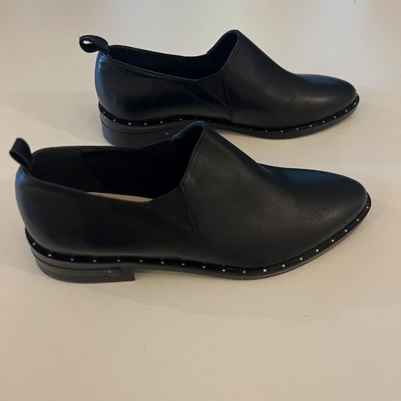 Freda Salvador Black Leather Studded Loafers sz 5 - Picture 2 of 5